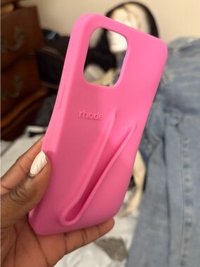 RHODE Pink Silicone Phone Case with Integrated Card Groove